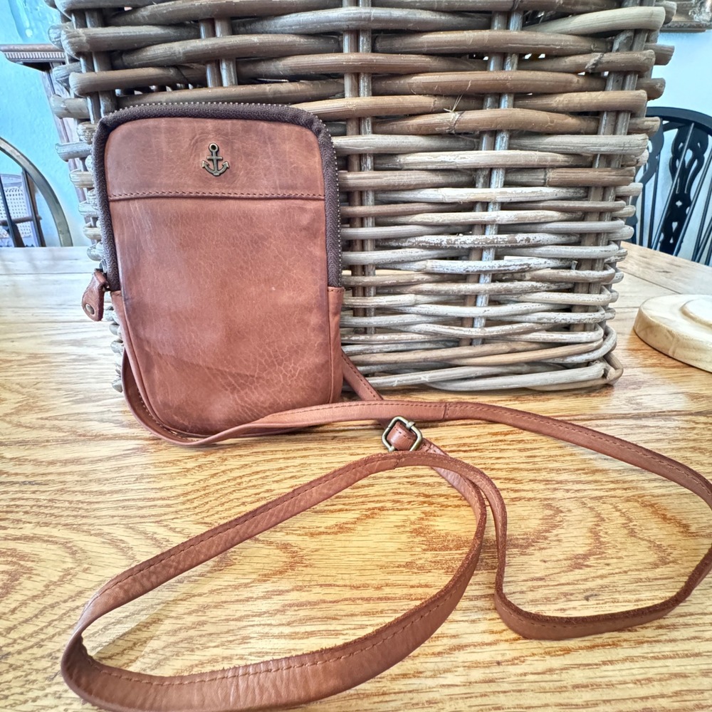 Harbour 2nd Brown Leather Crossbody Phone Bag Anchor Logo Wallet Purse